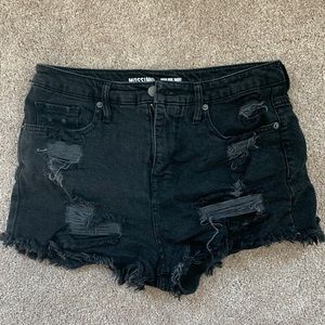 High rise black jean shorts